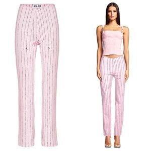 I.AM.GIA Dominique Logo Stripe High Rise Straight Leg Pants In Pink Size S